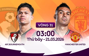 Live stream link for Bournemouth vs MU football match at 03:00 on March 22, Premier League Round 31